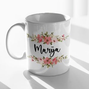 Cvjetna ŠALICA Personalizirana Sa Imenom Ili Natpisom