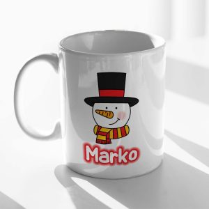 Božična Personalizirana ŠALICA Snjegović Sa Šalom