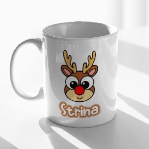 Božična Personalizirana ŠALICA Sob Sa Velikim Crvenim Nosom